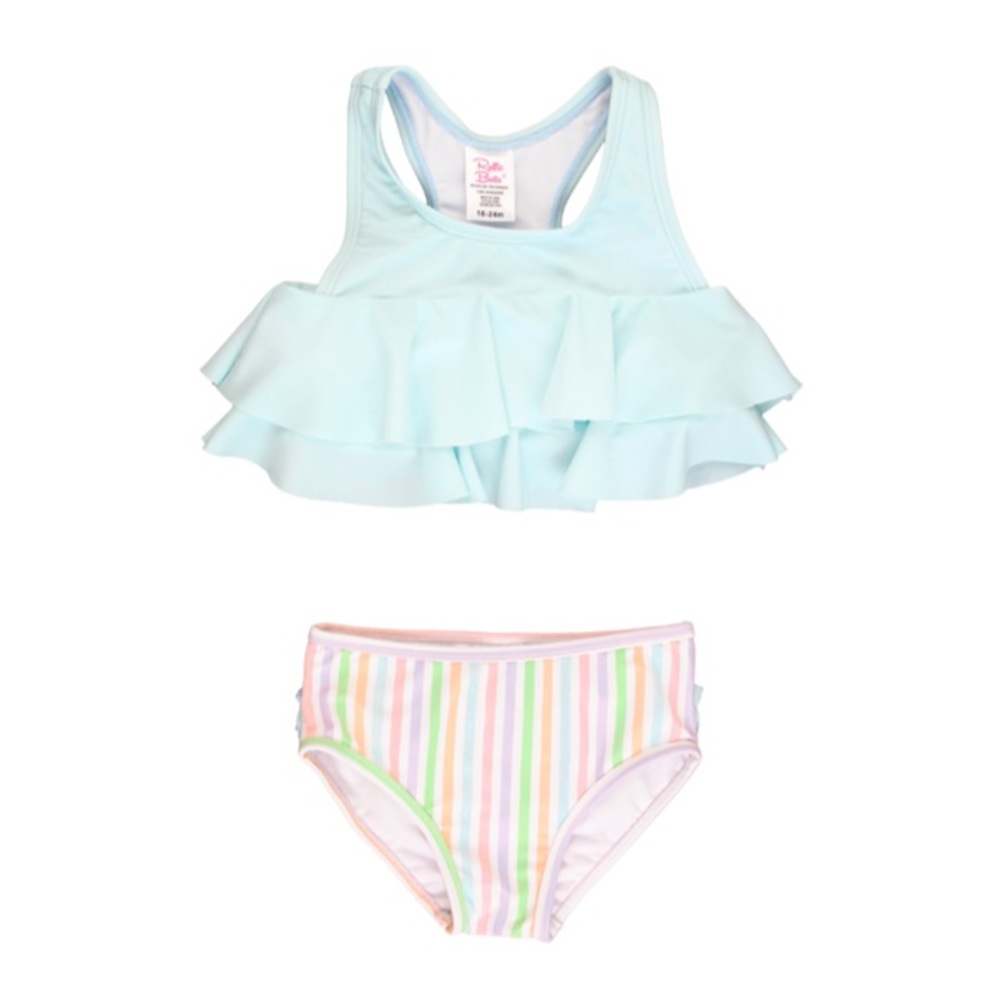 Ruffle Butts Pale Rainbow Stripe Pastel Bikini 8